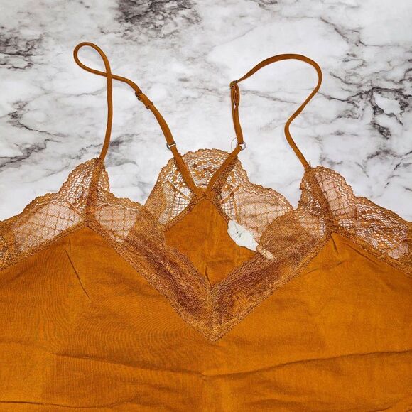 Love Stitch Spaghetti Strap Camisole Brown Women M Sweatheart Babydoll Summer - Picture 2 of 5